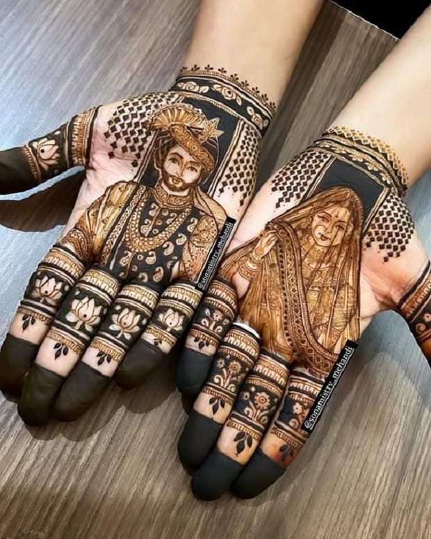 BRIDE AND GROOM MEHNDI DESIGN